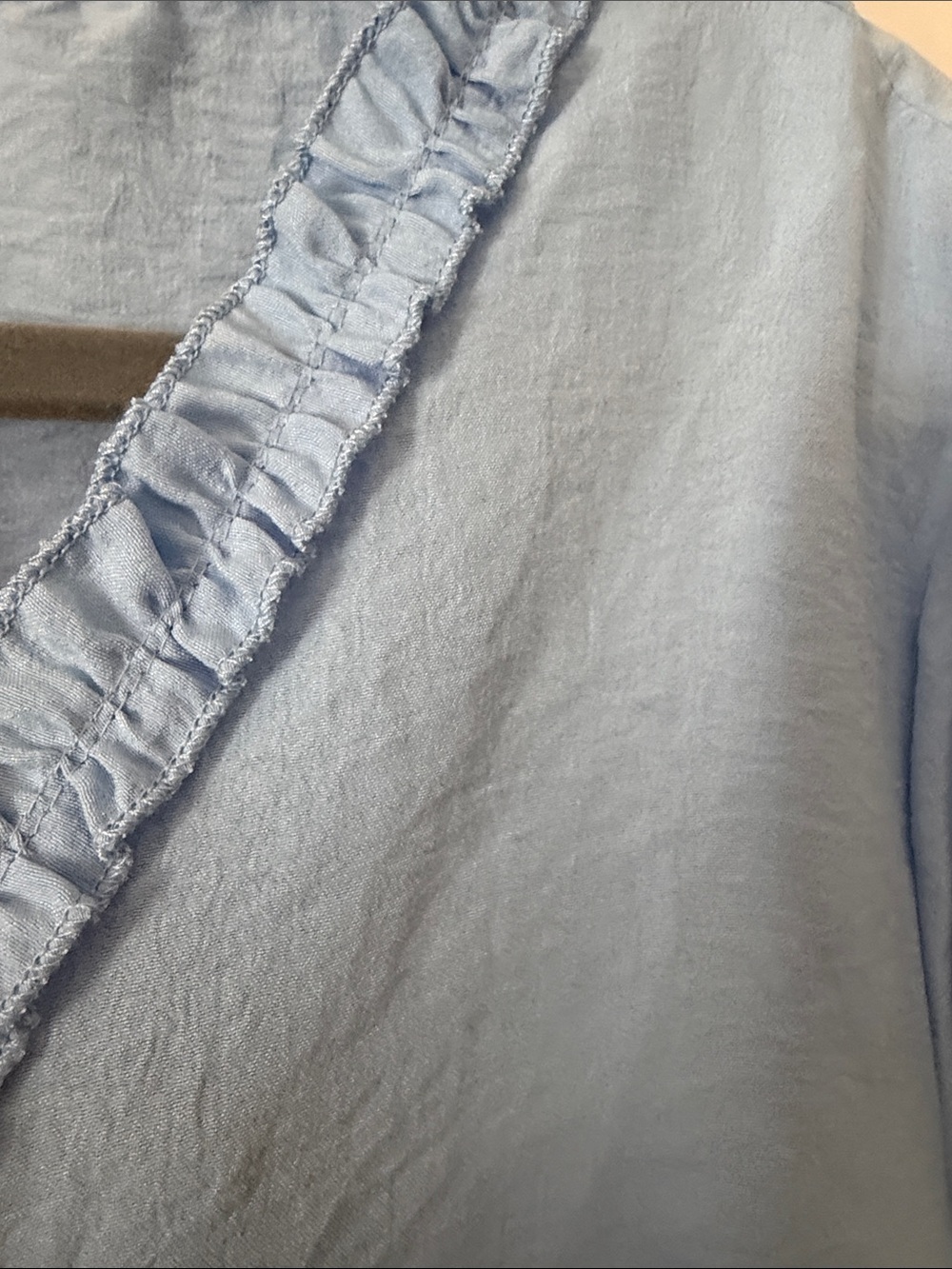 Light Blue Ruffle Tie-Front Blouse - Picture 7 of 8